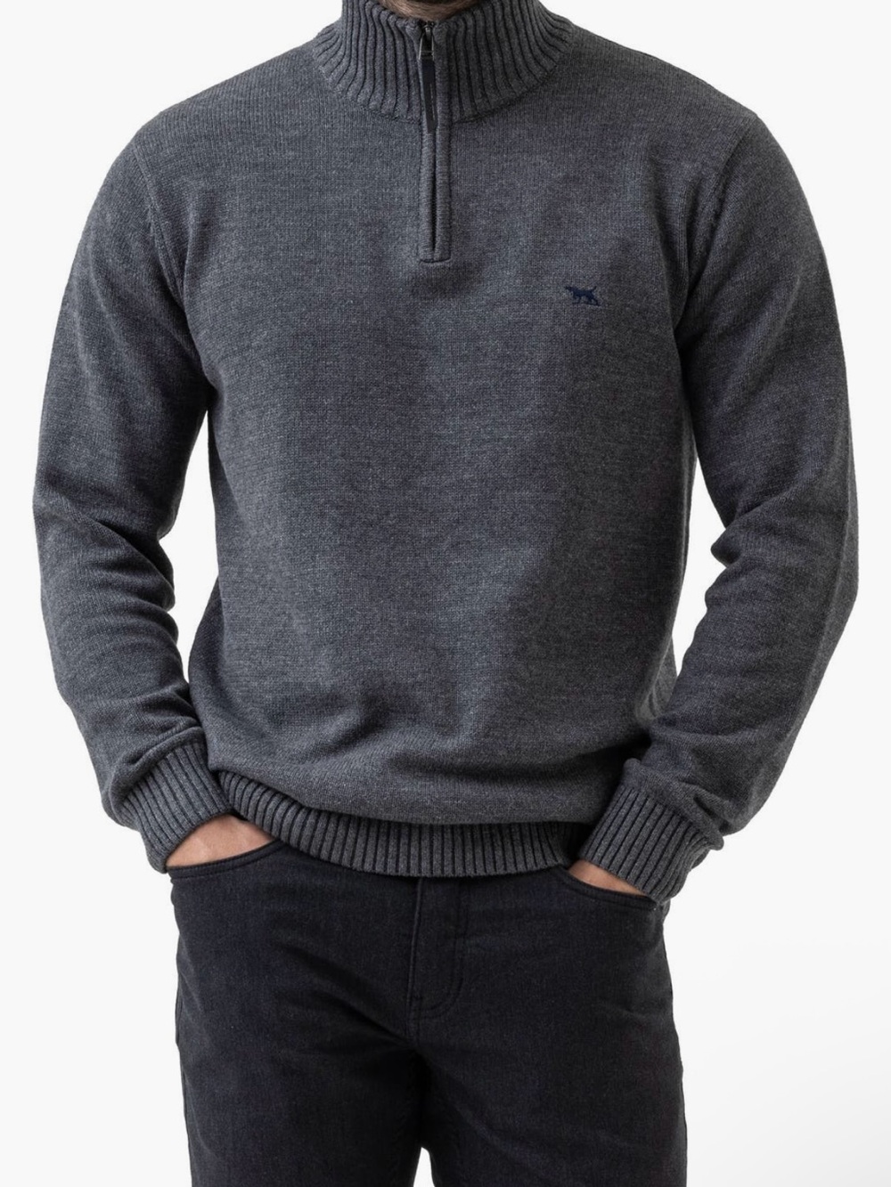 Rodd & Gunn Merrick Bay Quarter Zip Sweater Gray L  Granite
